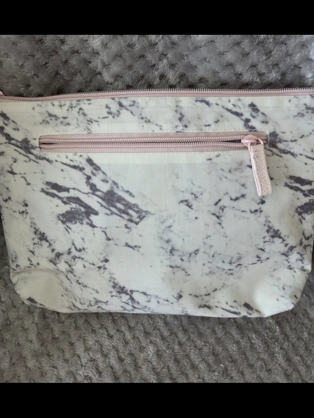 Papinelle Marble Cosmetic/Travel Bag  in White and Gray Marble Print